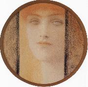Fernand Khnopff Mask With a black curtain oil painting artist